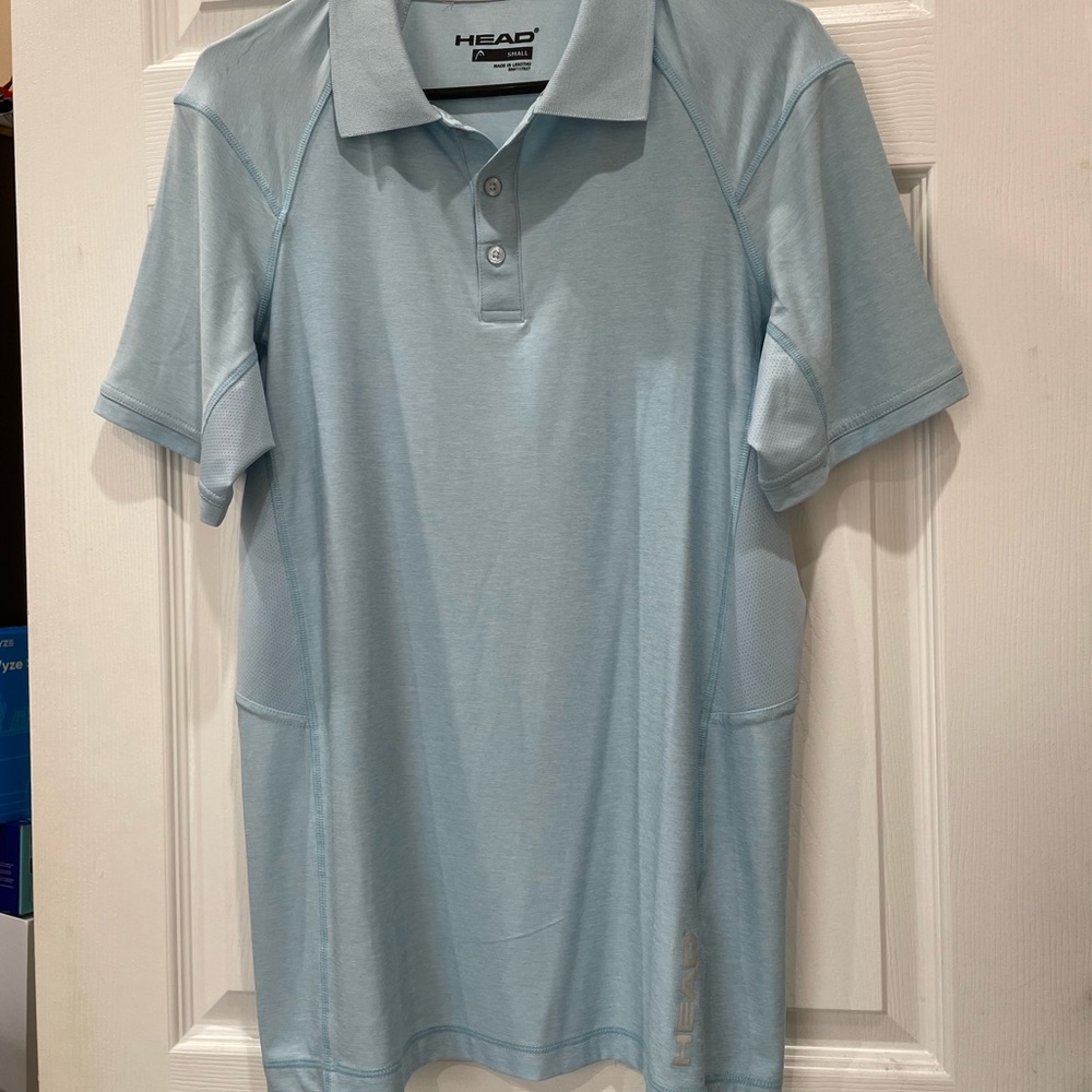 HEAD Performance Polo Shirt Light Blue Size Small Dri Motion Moisture Management
